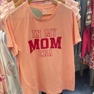Woman’s Apricot “In My Mom Era” t-shirt- super soft and stretchy. Size large